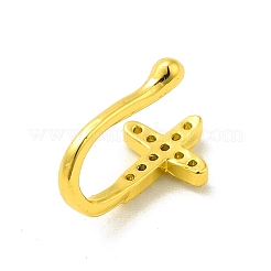 Clear Cubic Zirconia Cross Clip on Nose Rings&nbsp;LS-AJEW-F059-03G