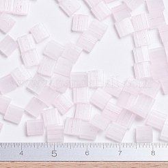 MIYUKIティラビーズ  日本製シードビーズ  2穴  （tl2594)シルク淡い淡いピンク  5x5x1.9mm  穴：0.8mm  約1180個/100g&nbsp;SEED-J020-TL2594