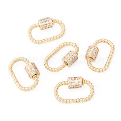 5 Pcs Brass Micro Pave Clear Cubic Zirconia Screw Carabiner Lock Charms&nbsp;KK-TA0003-16
