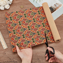 花柄コルク材クラフト生地  革靴、荷物アクセサリー  ビスク  1500x300x0.7mm&nbsp;DIY-WH0588-67