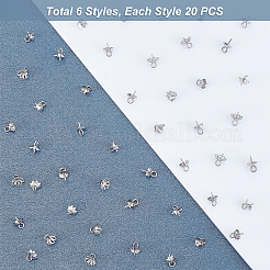 120Pcs 6 Style 304 Stainless Steel Cup Peg Bails Pendants&nbsp;STAS-DC0008-94