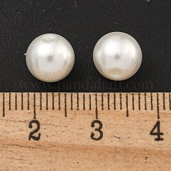 ベーキングペイント パール加工ガラスパールラウンドビーズ  片穴  ホワイト  8mm  穴：0.8mm&nbsp;HY-S004-01D