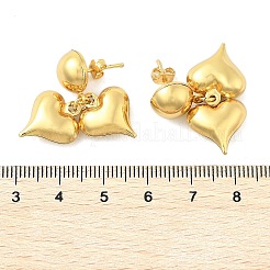 ハート 304 ステンレススチール ダングル スタッド イヤリング  ゴールドカラー  20x28mm&nbsp;EJEW-A125-48G