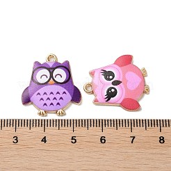 合金エナメルチャーム  ゴールドカラー  フクロウチャーム  ミックスカラー  23x21x2.5mm  穴：1.6mm&nbsp;X-ENAM-C020-01