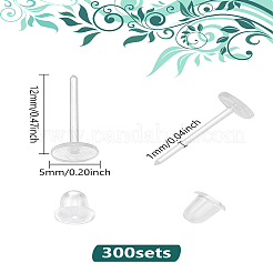 透明プラスチックスタッドピアスセッティング300個  透明  12mm  トレイ：5mm  ピン：1mm&nbsp;EJEW-LP0001-75