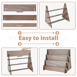 3段木製イヤリングディスプレイカードスタンド  イヤリング用長方形ジュエリーオーガナイザーホルダー  キャメル  40x19.4x28cm&nbsp;EDIS-WH0022-30