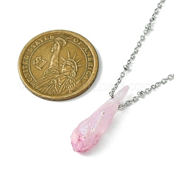 Electroplated Natural Quartz Crystal Prism Pendant Necklaces&nbsp;NJEW-JN05028-02