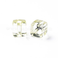 透明なアクリルビーズ  正方形  緑黄  13x12.5x12.5mm  穴：3.5mm  約162個/500g&nbsp;MACR-S373-104-B05