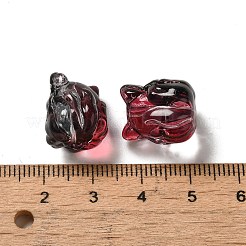 透明ガラスビーズ  グラデーションカラー  キツネ  暗赤色  16x14x12.5mm  穴：1.5mm&nbsp;GLAA-D025-06C