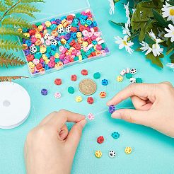 5連売り手作りポリマークレイビーズ連売り  ジュエリー工芸用品のDIY用  犬の足跡  ミックスカラー  7~9x9~11x4mm  穴：1.5mm  約40~41個/連  12.87インチ〜13.27インチ（32.7~33.7cm）  5連売り/ボックス&nbsp;CLAY-NB0001-44