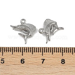 海をテーマにした304ステンレススチールペンダント  変色防止  エビ  12.5x13x3mm  穴：1mm&nbsp;STAS-F317-01H-P