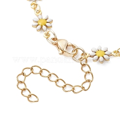 Brass Enamel Daisy Flower Link Chain Bracelet Making&nbsp;AJEW-JB01438-01