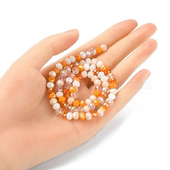 電気メッキガラスビーズセット  多面カット  ロンデル  ダークオレンジ  5.5~6x5mm  穴：1mm  約90~92個/連  16.54インチ〜16.93インチ（42~43cm）&nbsp;EGLA-YW0002-D07
