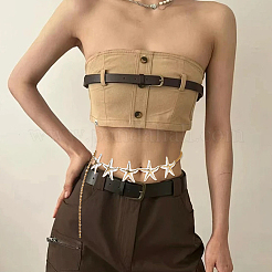 ボヘミアン合金のホワイトエナメルと鉄のヒトデのリンクが付いた女性用ベリーボディチェーン  ライトゴールド  890mm&nbsp;AJEW-WH20006-348