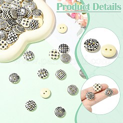 ウッドボタン  2穴  フラットラウンド  ブラック  15x4mm  穴：2mm  100個/セット&nbsp;BUTT-CJC0002-03B