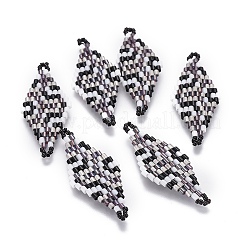 MIYUKI＆TOHO手作り日本のシードビーズリンク  織機模様  菱形  カラフル  40~41.5x16~16.7x1.7~1.8mm  穴：1.4~1.5mm&nbsp;SEED-E004-M09