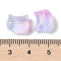 透明スプレーペイントガラスビーズ  猫  パールピンク  10x11.5x7mm  穴：1mm&nbsp;GLAA-Z011-03B