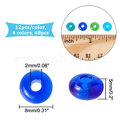 48個4色透明ガラスビーズ  そろばん  ミックスカラー  8x5mm  穴：2mm  12個/カラー&nbsp;GLAA-NB0001-59