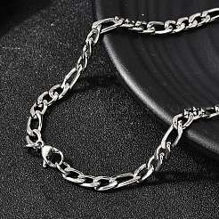 5mm 304ステンレススチール製フィガロチェーンネックレス（女性用）  PVD真空メッキ  長持ちメッキ  変色しない  ステンレス鋼色  23.82インチ（60.5cm）&nbsp;NJEW-B134-07A-P