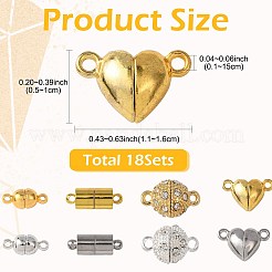 バッグ20個、スタイル4個、色2個、真鍮＆合金製、ループ付きマグネット留め具  ミックスカラー  11~16x9.5~16x5~10mm  穴：1~1.5mm&nbsp;KK-FS0002-01