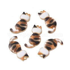 メッキ合金エナメルチャームラック  ライトゴールド  猫のチャーム  カラフル  30x15x2mm  穴：2mm&nbsp;ENAM-K050-03E