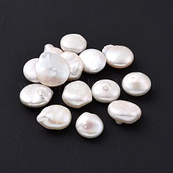 ナチュラルケシパールビーズ  養殖淡水パール  穴なし/ドリルなし  フラットラウンド  アンティークホワイト  18x14~16x6~9mm&nbsp;PEAR-P003-12