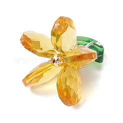 ガラスチャーム  花のチャーム  304ステンレススチールループとシードビーズ付き  多面カット  ゴールド  24x24x21.5mm  穴：3x2mm&nbsp;PALLOY-MZ00744-05