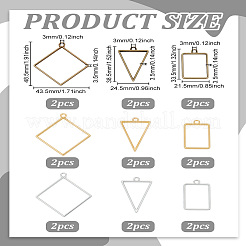 18Pcs 9 Styles Rack Plating Alloy Rectangle Open Back Bezel Pendants&nbsp;FIND-LP0004-70