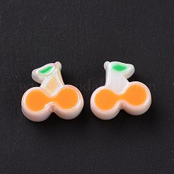 UVメッキレインボー虹色アクリルヨーロピアンビーズ  大穴ビーズ  エナメル  チェリー  ミックスカラー  11x12x7mm  穴：4.3mm&nbsp;SACR-E009-42