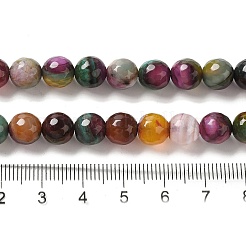 天然石瑪瑙ビーズ連売り  染め＆加熱  多面カットラウンド  赤ミディアム紫  8mm  穴：1mm  約47個/連  14.57~14.84インチ（37~37.7cm）&nbsp;G-G079-A06-03