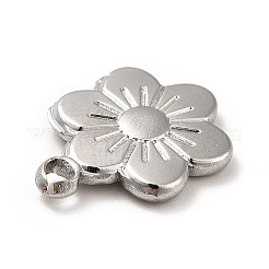 変色しない201ステンレススチールペンダント  花のチャーム  ステンレス鋼色  19x14x2.5mm  穴：2.5mm&nbsp;STAS-H172-16P