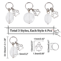 18Pcs Natural Quartz Crystal Keychains&nbsp;HJEW-CA0001-20