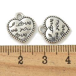 合金のチベット風チャーム  カドミウムフリー＆鉛フリー  アンティークシルバー  ハート  19x12.5x2mm  穴：1.6mm&nbsp;FIND-U015-39AS
