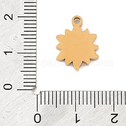 304ステンレススチールラインストーンペンダント  ゴールドカラー  イオンプレーティング（ip）  太陽のチャーム  15.5x11.5x2mm  穴：1.6mm&nbsp;RB-CBAB4B7-01B-G