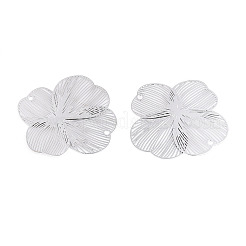 真鍮製コネクタチャーム  エッチングされた金属装飾  カドミウムフリー＆ニッケルフリー＆鉛フリー  花  プラチナ  35.5~36.5x36~36.5x0.3mm  穴：1.5mm&nbsp;KKC-T003-02P