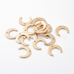真鍮製チャーム  ダブルホーン/三日月  ニッケルフリー  18KGP本金メッキ  9x11x0.8mm  穴：1mm&nbsp;X-KK-R058-179G