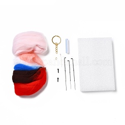 Woman with Cat DIY Keychain Needle Felting Kit&nbsp;DIY-I098-03