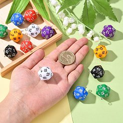 28個7色不透明アクリルパーツ  プラチナメッキ鉄パーツ  多面カット  多面体サイコロ  D20  ミックスカラー  27.5x20x20mm  穴：2mm  4個/カラー&nbsp;MACR-CJ0001-36