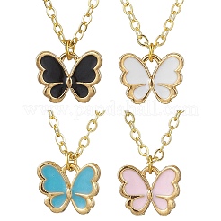Alloy Enamel Butterfly Pendant Necklaces&nbsp;NJEW-JN05143
