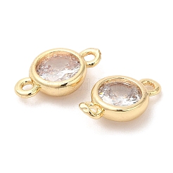 Eco-Friendly Rack Plating Brass Pave Clear Cubic Zirconia Connector Charms&nbsp;KK-A186-06LG