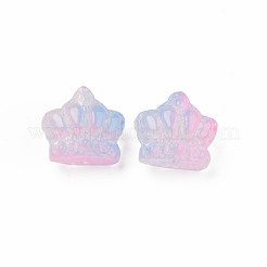 ツートン透明スプレー塗装ガラスビーズ  クラウン  ライトスカイブルー  12x14x8.5mm  穴：1mm&nbsp;GLAA-Q092-02-C10