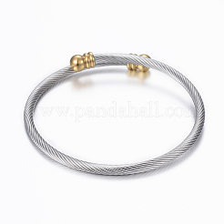 Trendy 304 Stainless Steel Torque Bangles & Rings Sets&nbsp;SJEW-H073-10A