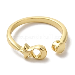 Moon with Star Rack Plating Brass Open Cuff Rings for Women&nbsp;RJEW-L123-102G