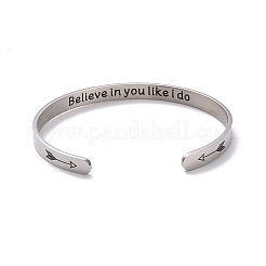 Non-Tarnish 304 Stainless Steel Open Cuff Bangle&nbsp;BJEW-G653-01P-04