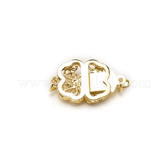 真鍮製のラインストーンボックスの留め金  花  ゴールドカラー  20x11.5x6mm  穴：2mm&nbsp;KK-WH0045-05G