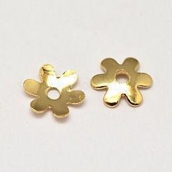 6  - 花弁の花の真鍮ビーズキャップ  カドミウムフリー＆ニッケルフリー＆鉛フリー  18KGP本金メッキ  6x1mm  穴：0.5mm&nbsp;KK-L137-05G-NR
