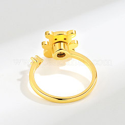 Brass Pave Cubic Zirconia Enamel Rotating Cuff Open Rings for Women&nbsp;FS-WGCF8B8-02