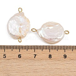 Natural Freshwater Pearl Keshi Pearl Flat Round Connector Charms&nbsp;STAS-D378-12G