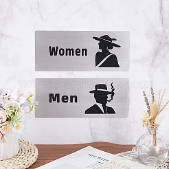 2個 2スタイル アルミ製 男性用トイレ トイレサインボード  長方形  プラチナ  230x100mm  1個/スタイル&nbsp;AJEW-WR0003-26B