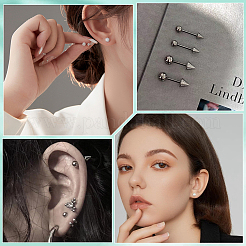 90Pcs 3 Styles Stainless Steel Ear Nuts&nbsp;STAS-BBC0006-42